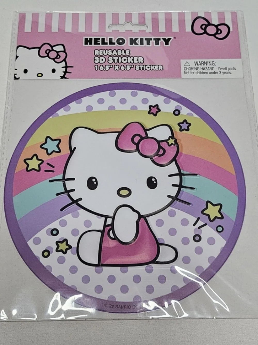 New Set of 2 Sanrio Hello Kitty Reusable 3D Puffy Stickers Rainbow Kawaii 6.5